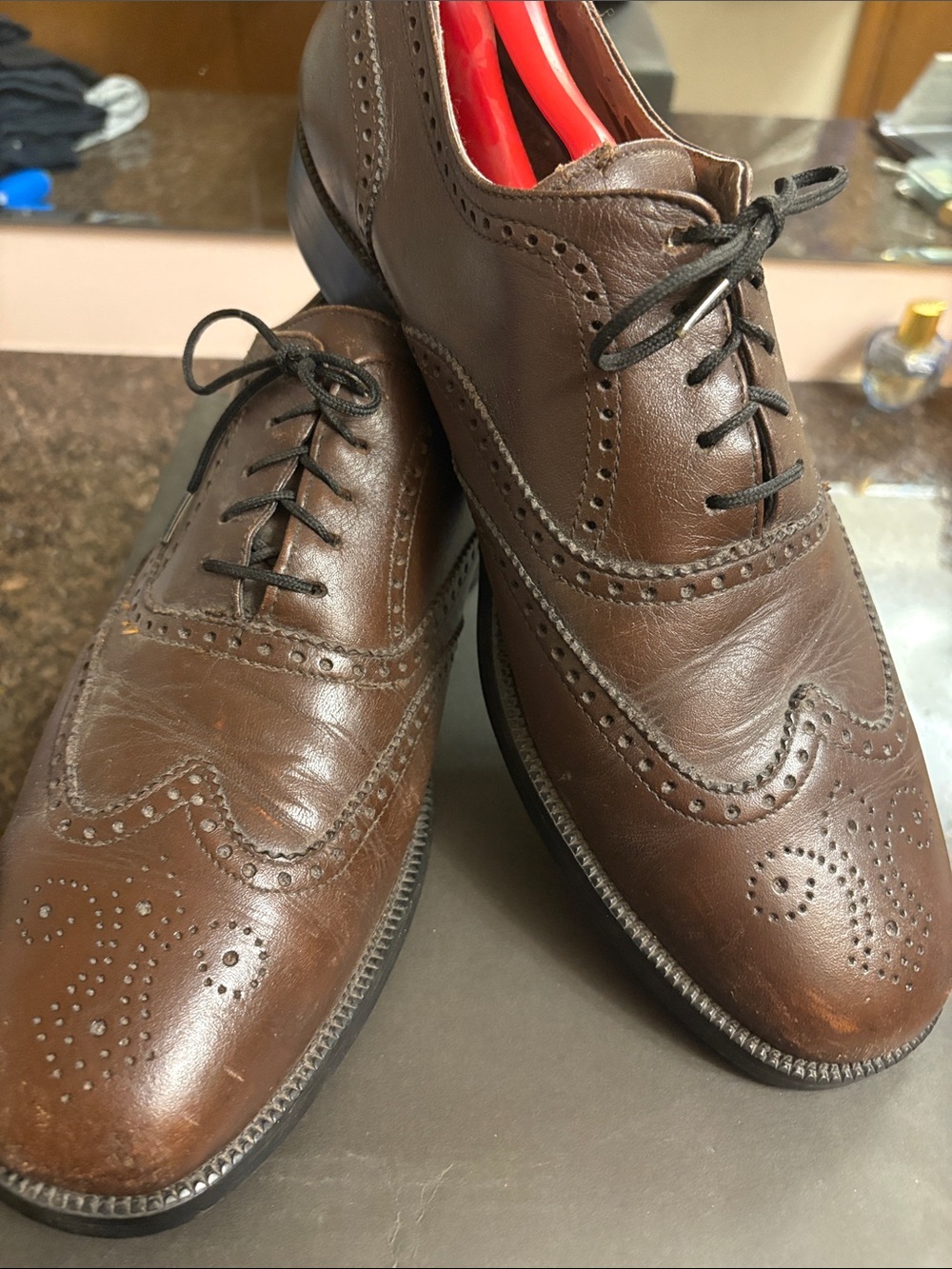 Nunn Bush Dark Brown Leather Wingtip Derbys